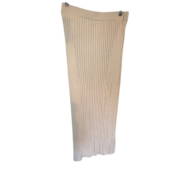 House Of Harlow 1960 Beige Ribbed Knit Maxi Skirt M - Picture 1 of 10